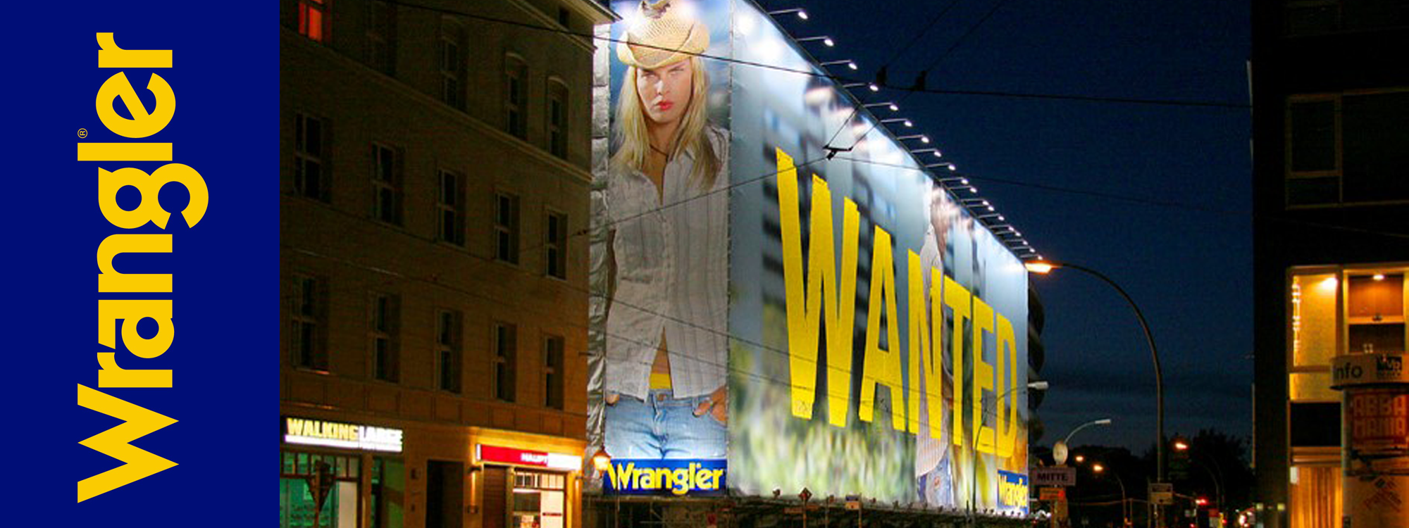 wrangler massive ad on building