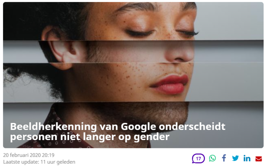Google beeldherkenning maakt geen onderscheid tussen man en vrouw