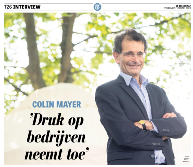Telegraaf druk op bedrijven om maatschappelijke rol neemt toe